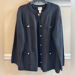 H&M Gold Button Down Black Sweater Cardigan